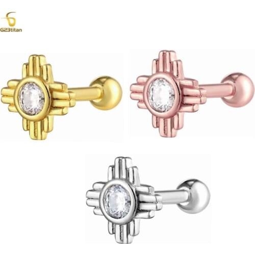 1Pc Zircon Stone Ear Piercing Tragus Ring 16G Stud Earrings Ear Piercing Cartiliage Daith Ear Piercing Jewelry