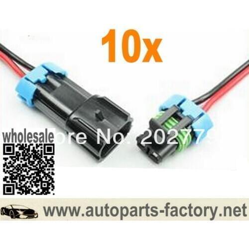 Longyue 10pcs 2 Way Metri Pack 280 Connector Pigtail Male & Female