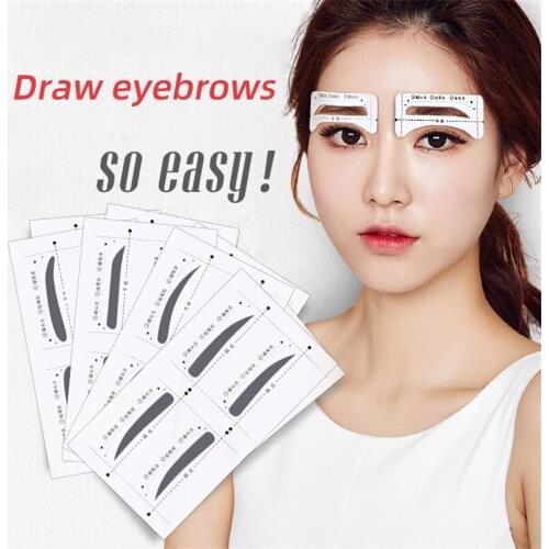 24Pairs/Set Eyebrow Stickers Lazy Quick Eyebrow Card Template Shaper Stencils Eyebrow Aids Guide Tattoos Adjustable Makeup Tools