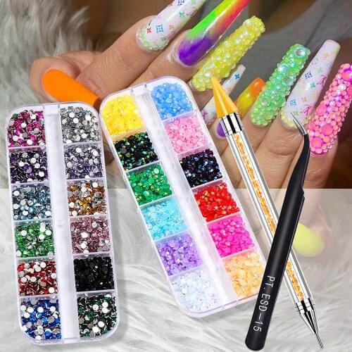 2400pcs/set 3mm Clear Crystal Rhinestones Non Hotfix Flatback Strass Sewing&Fabric Garment Nail Art Rhinestones Decorations