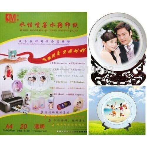 30 pieces/lot A4(210*297mm) inkjet clear water decal paper for ceramics