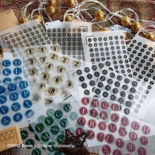 586 PCS Retro English 26 Letters Vintage Number Tags Circle Postmark Stickers Daily Planner Scrapbooking Stickers Happy Journal