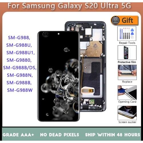 6.9"For Samsung Galaxy S20 Ultra 5G SM-G988B G988U , G988W G9880 G988N LCD Screen Display Touch Screen With Frame