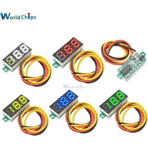Mini 0.28 inch 0.28" 3 Wires Digital Voltmeter Blue Red Green Yellow LED Display DC 0-100V Digital LED Panel Voltage Meter