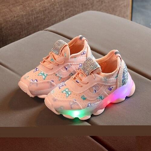Children Luminous Shoes Boys Girls LED Sneakers With Light Kids butterfly Sports Shoes Baby Toddler Fashion casual Sneakers A68