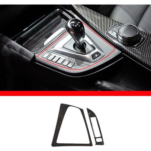 For BMW M3 M4 2014-2019 Car Center Console Gear Shift panel cover Real carbon fiber Modification car accessories