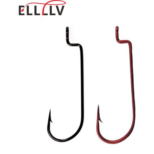 20pcs High Carbon Steel Narrow Crank Worm Hook Soft Bait Hook for Carolina Rig Bass Fishing 1# 2# 4# 6# 1/0# 2/0# 3/0# 4/0# 5/0