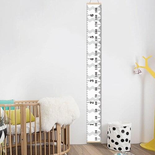 Kids Growth Chart Wood Frame Canvas Height Measurement Ruler from Baby to Adult for Childs Room Decoration 7.9"x79" BJStore