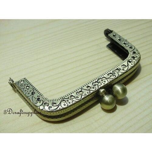 Metal frame double bobble sewing bag purse frame metal 7 cm anti bronze A54