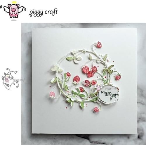 Piggy Craft metal cutting dies cut die mold Strawberry branch vine Scrapbook paper craft knife mould blade punch stencils dies