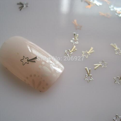 MS302-1 100pcs Halloween Series Silver Cute Star Metal Sticker Nail Art Metal Sticker Nail Art Decoration Non-adhesive Sticker