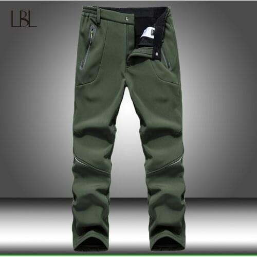 Men Camping Hiking Pants Trekking Winter Fleece Warm Waterproof Outdoor Travel Trousers Male Mountain Climbing Pants 2021 New