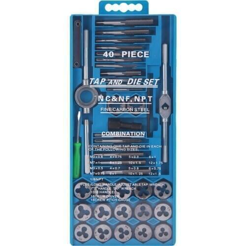 40pcs Tap Die Set M3-M12 Screw Thread Metric Taps Wrench Dies DIY Kit Wrench Screw Threading Hand Tools Tap Wrench Tools New