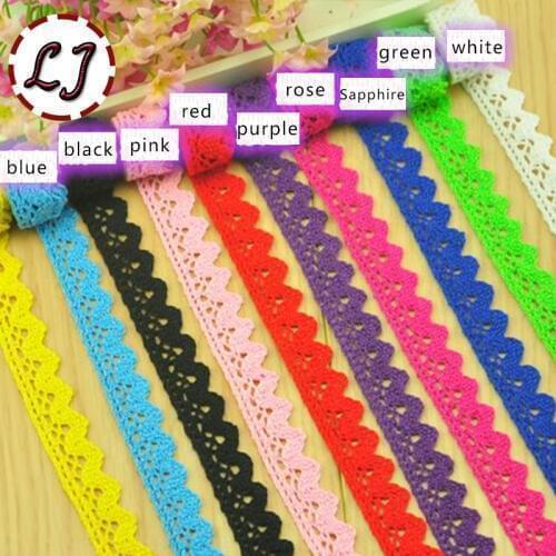 2015 new hot sale 10yd/lot small colorful design lace fabric ribbon cotton lace trim sewing material accessories