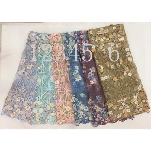 NEW 5yards RFJJ11# 6 color plaid pattern flower bead mix color cloth wedding dress cloth for bridal wedding dress/sawing