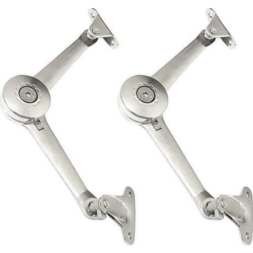 Support Hinge in Satin Nickel Lid Stay with Soft Close Toy Box Hinge Support Drop Lids of Cabinets Cupboard Wardrobe Max Weight
