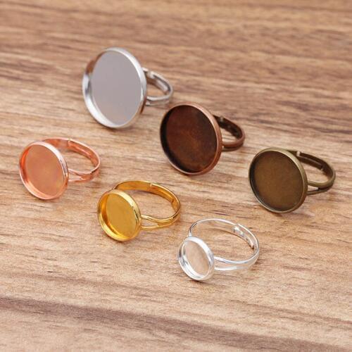 10pcs/lot 7 Colors 10/12/14/16/18/20mm Blank Ring Base Settings Fit Round Flatback Cabochon Ring Base Cameo Jewelry Making