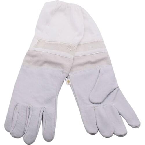 Beekeeping Glove White Sheepskin New Vented Mesh Gloves Beekeeper Bee Gloves with Long Sleeves Apicultura Bee Equipment