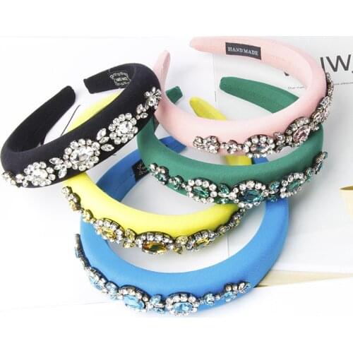 Headbands For Women Girls Korean Wide Baroque Zircon Gem Hair Bands Accessories Fashion Adult Diademas Bandeau Cheveux Wholesale