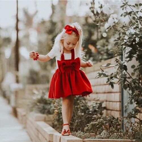 Pudcoco Dress A-Line Baby Kids Girl Sleeveless Tutu Bow Fashion Party Princess Red Clothes 3-8 Years Cute Sundress