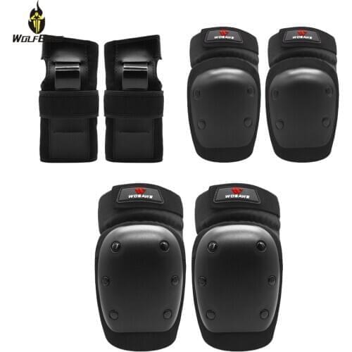Wolfbike Roller MTB Bike Sports Knee Pads Elbow Wrist Protection Ski Bicycle Hockey Snowboard Brace Support Protector Set Suits
