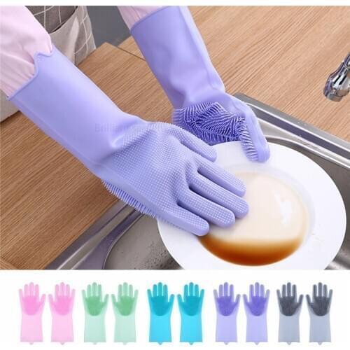 Silicone Dishwashing Gloves Bathroom Kitchen Cleaning Gloves Household Magic Gloves Cleaning For House Insulation Tools