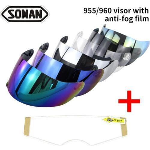 Motorcycle Helmet Replaceable Lens Model 955 with Anti-fog Film Motor Bike Helm Parts&Accessoriess Fitting for SM955/SM960 Casco