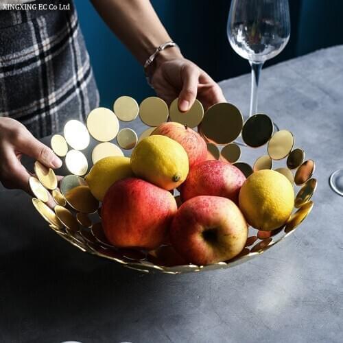 Light Luxury Nordic Simple Iron Art Fruit Basket Fashion Creative Home Fruit Tray Storage Basket Simple Metal Basket Decoration
