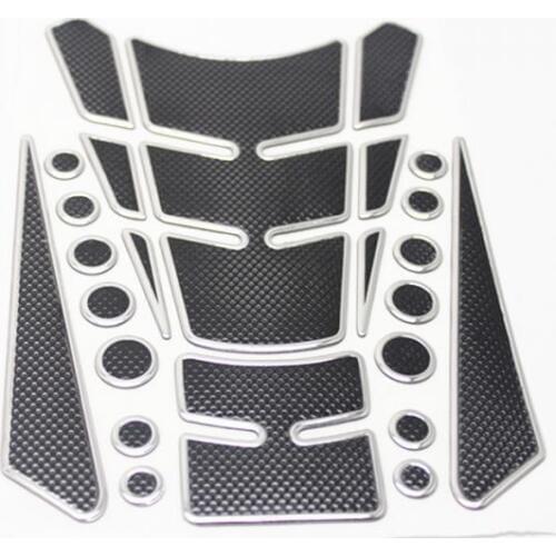 Universal Motorcycle 3D Gas Tank Protector Pad Fish Sticker Silver/Black