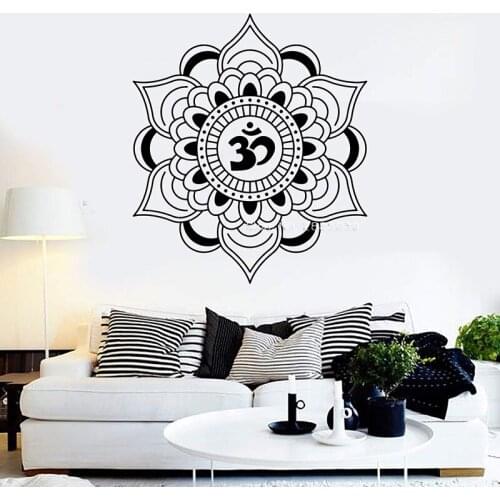 Mandala Lotus Vinyl Wall Decals Talisman Buddhism Hinduism Wall Stickers For Living Room Bedroom Wall Decor Home Ornament LC1485