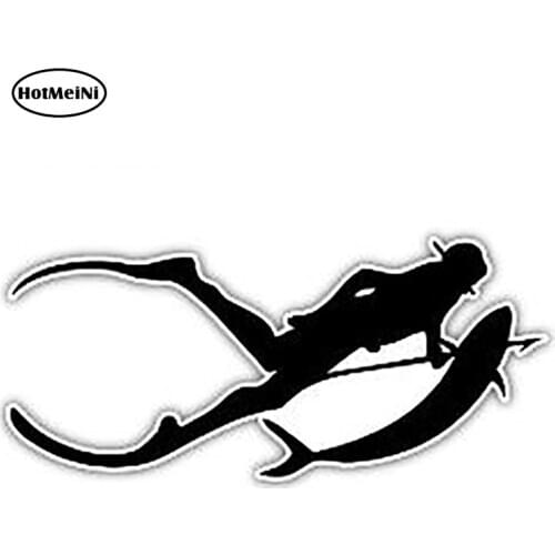 HotMeiNi 13cm x 5.9cm Diver Diving Underwater Hunting Spearfishing Snorkeling Decal Car Styling DIY Waterproof Car Stickers