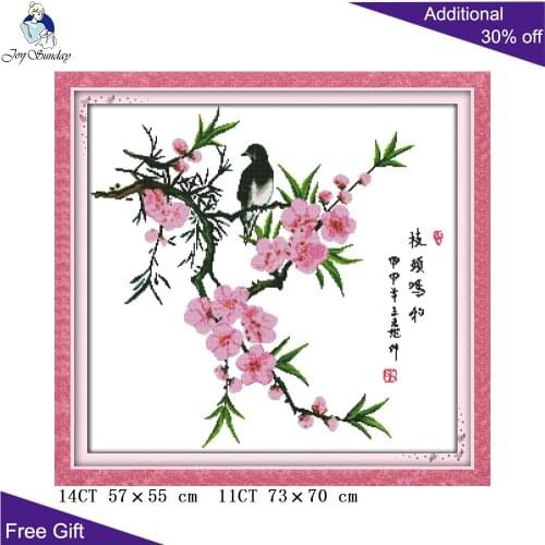 Joy Sunday Bird Flowers Embroidery H474 14CT 11CT Stamped and Counted Home Decoration Bird And Flowers Needlepoint Cross Stitch