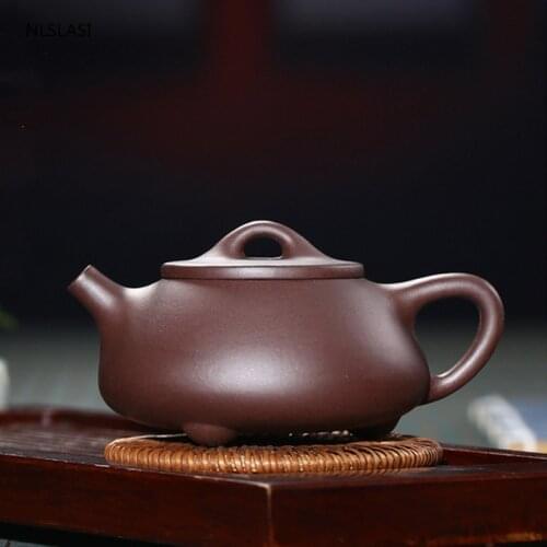 Yixing Classic Stone scoop Tea pot Purple Clay filter Teapots Beauty Kettle Raw ore Handmade Zisha Tea set Authentic 200ml