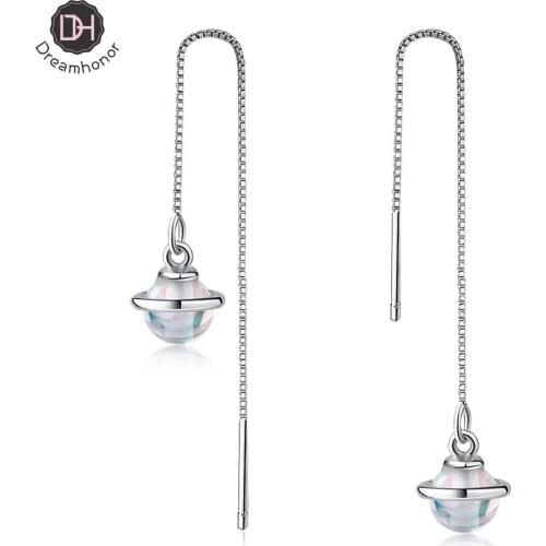 Dreamhonor 925 Sterling Silver Ear Line Long Drop Earrings 2021 Fashion Women Earrings Summer Jewelry Girls Party Gift