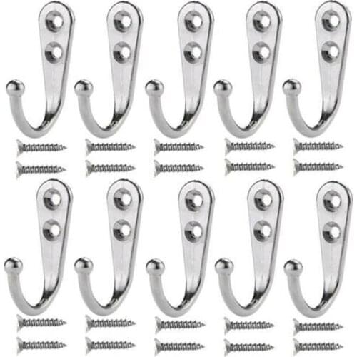 10 Pieces Coat Hooks Single Wall Mounted Robe Hook Vintage Prong Hanger US
