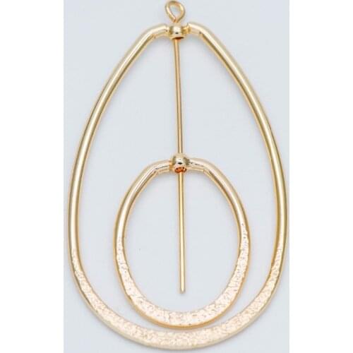 10pcs Gold Oval Link Pendants, Gold Plated Brass Geometric Teardrop Charms, 22.5mm/ 44mm (GB-519)