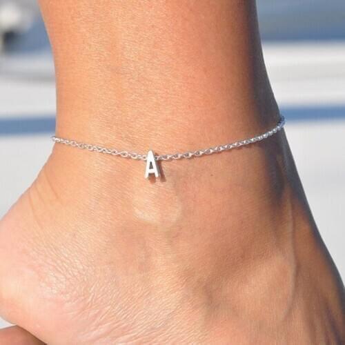12pcs/lot Hot style in Europe and us selling letter A － Z foot chain Anklet fashion and personality Contracted jewelry wholesale