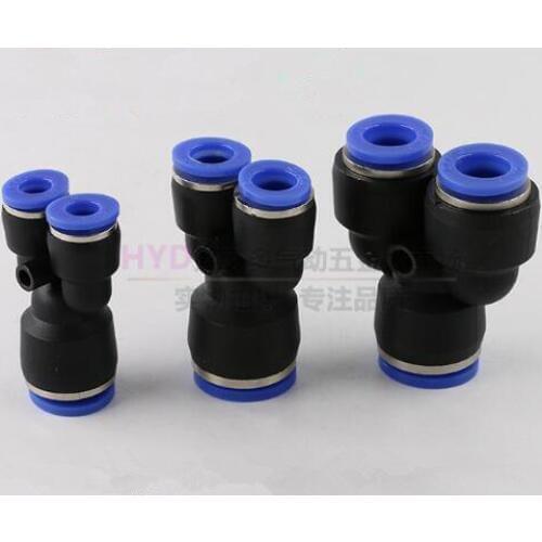 20pcs Tube O/D 4mm-12mm Different Diameters Plastic Y Style Three Way Push In Fittings Pneumatic Connectors For Tube Hose