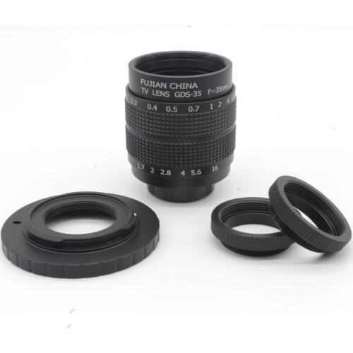35mm f1.7 C mount CCTV Lens + C- M4/3 Adapter + Macro Ring for Olympus Panasonic free shipping&tracking number