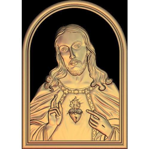 3D model jesus god heart relief for CNC router engrave Artcam Aspire type3 STL format file M467
