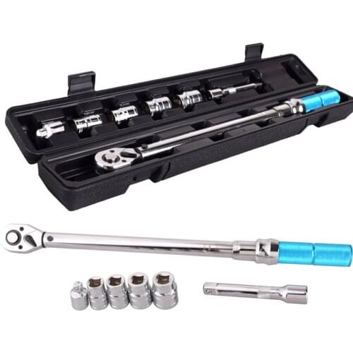7PCS 20~210N.m Steel Torque Wrench Socket Set 1/2 Torque Wrench 1/2 Hexagonal Socket Auto Inspection Repairing Tool
