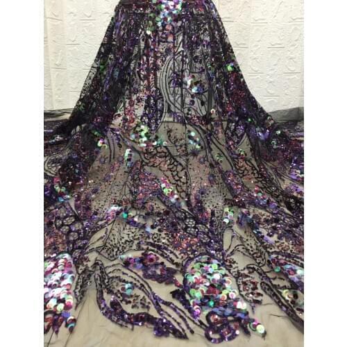 African lace fabric 2020 high quality French tulle lace fabric Nigeria sequin lace embroidery fabric clothes FJ4070