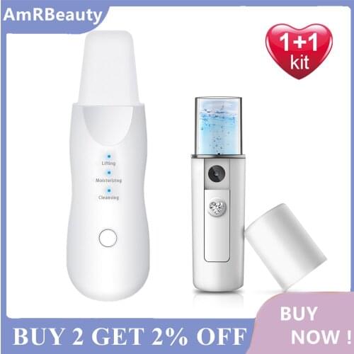 Ultrasonic Skin Scrubber Vibration Face Spatula Blackhead Remover Facial Scrubber Shovel Clean Cavitation Peeling Facial Lifting