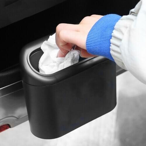 Car Trash Can Interior Organizer Storage Box Car Garbage Bag Press Sealed Trash Can Auto Storage Bin Accessories