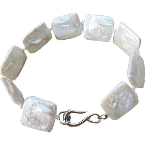 100% NATURE FRESHWATER Baroque PEARL BRACELET-good quality-rectangle pearl BRACELET