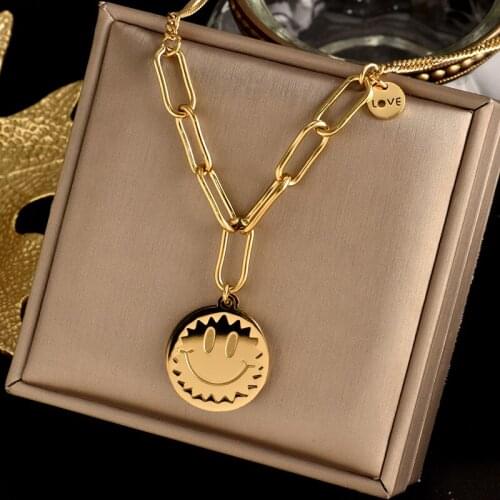 316L Titanium stainless steel No fading chain Upscale jewelry smile Student Necklace fashion charm girl Light luxury gift women