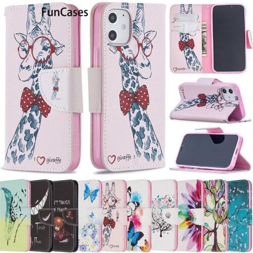 Cases Girly For estuche iPhone 12 Pro Para Plum Blossom PU Leather Flip Phone Pouch Carcaso sFor iPhone funda 12 Mini SE Max