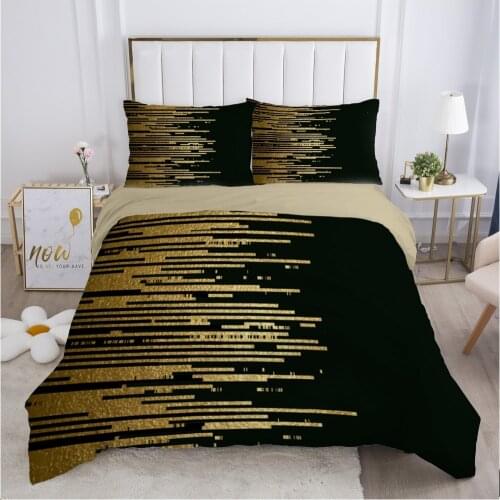 Black bedding set Queen King Full Double Duvet cover set pillow case Bed linens Quilt cover 240x220 200x200 gold