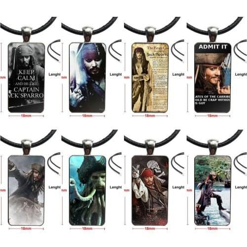 For Wedding Vintage Jewelry Steel Plated With Glass Cabochon Choker Long Pendant Rectangle Necklace Pirates Of Caribbean Jack