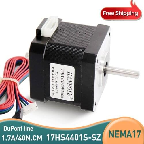 Free shipping 10PCS Nema17 Stepper Motor 17HS4401S-SZ 4-lead double shaft motor For 3D Printer Monitor Equipment